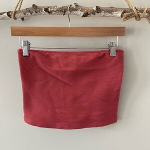 Dynamite Ribbed Y2K Pink Strapless Bandeau